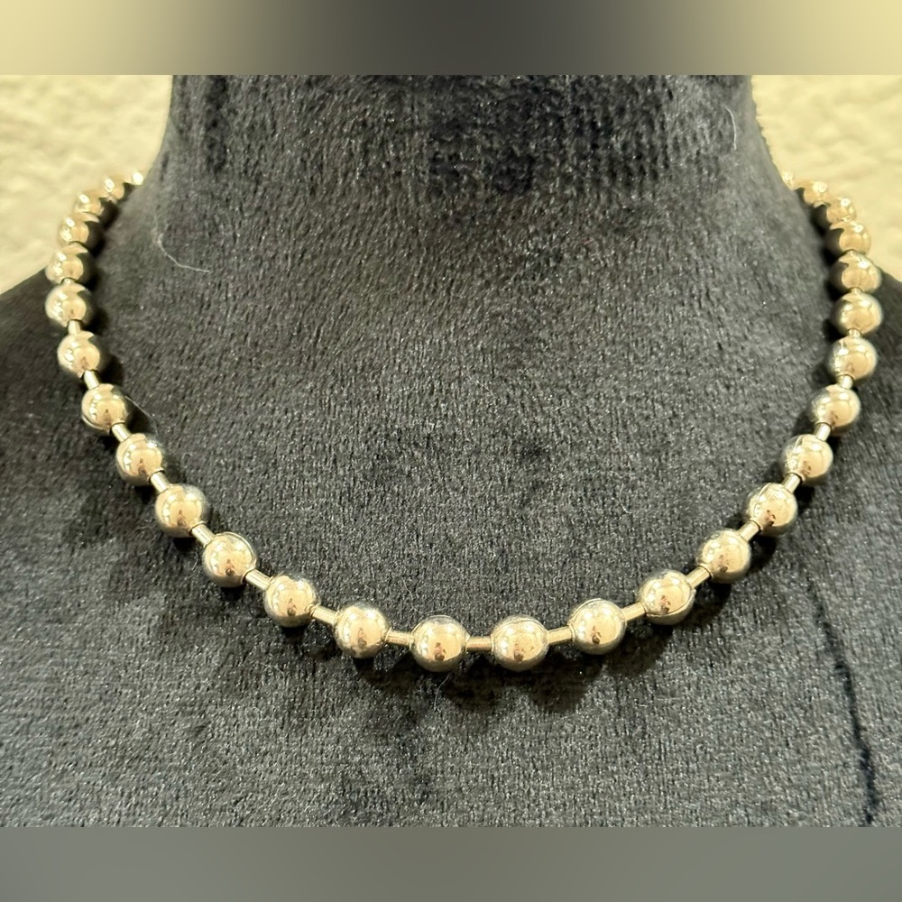 Vintage 1990s Large Silver Ball Bead Chain Necklace- Unisex, Goth, Punk Rock